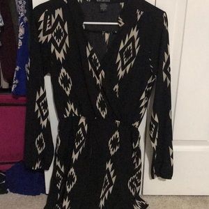 Tribal print Black and Tan romper